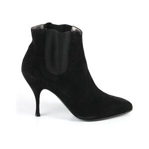 Sergio Rossi for Azzedine Alaia Ankle Booties 37 Suede Stiletto Heel Black